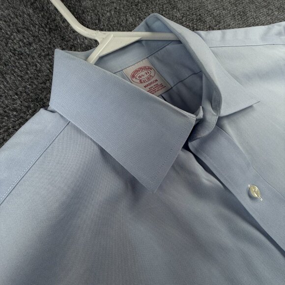 Brooks Brothers Non Iron Cotton Button Up 16.5 33 Madison Blue Supima Adult Men - Picture 11 of 15
